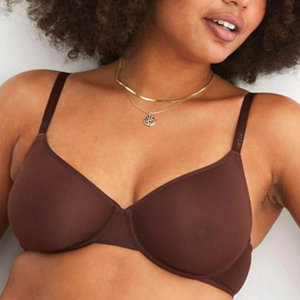 Aerie Smoothez Balconette Mesh Bra Flexible Underwire Brown 32DD NWT